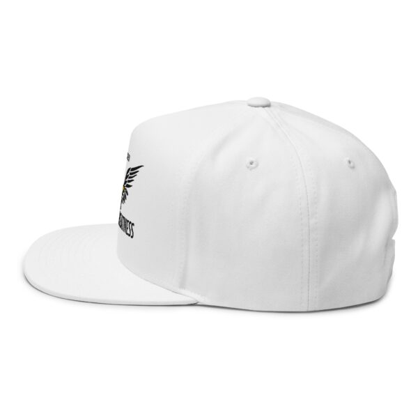 Courage and Greatness (Black, White, Gold) Unisex Flat Bill Hat - Image 3