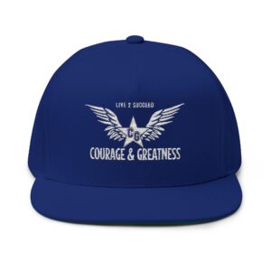 Courage and Greatness (Blue, White) Unisex Flat Bill Hat