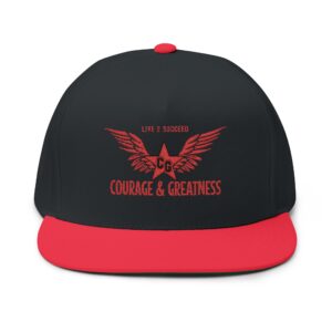 Courage and Greatness (Red & Black) Unisex Flat Bill Hat