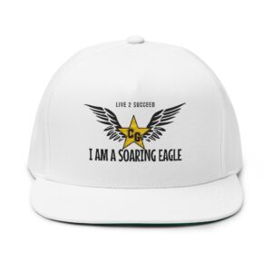 I Am A Soaring Eagle (White, Gold, Black) Unisex Flat Bill Hat