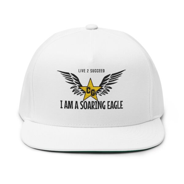 I Am A Soaring Eagle (White, Gold, Black) Unisex Flat Bill Hat