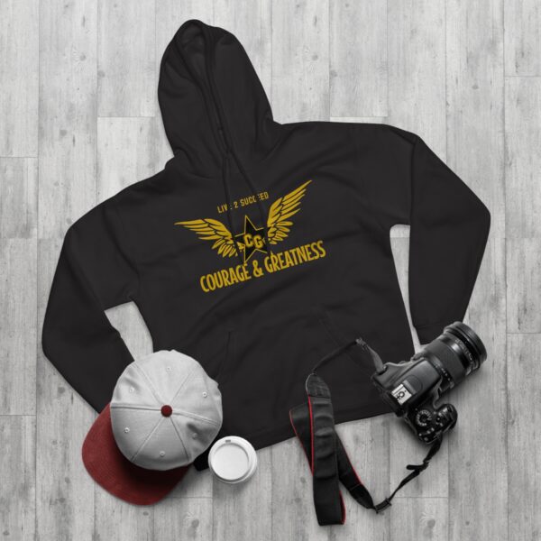 Courage & Greatness (Gold & Black) Unisex Pullover Hoodie - Image 3