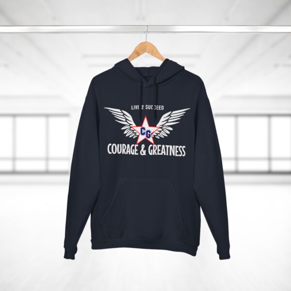 Courage & Greatness Navy & White Unisex Pullover Hoodie - Image 4