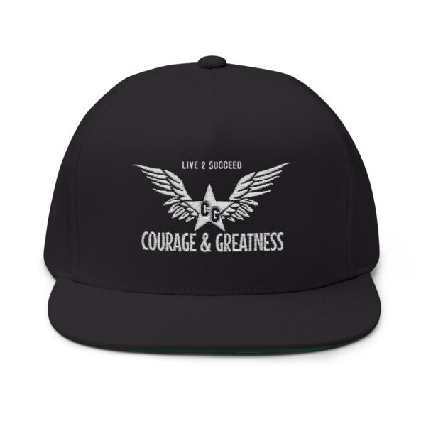 Courage and Greatness (Black, White,) Unisex Flat Bill Hat