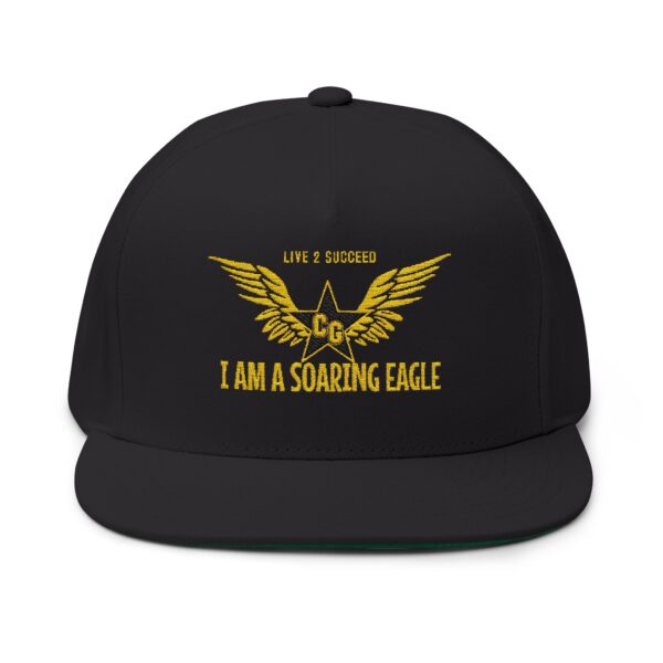 I Am A Soaring Eagle (Gold & Black) Unisex Flat Bill Hat