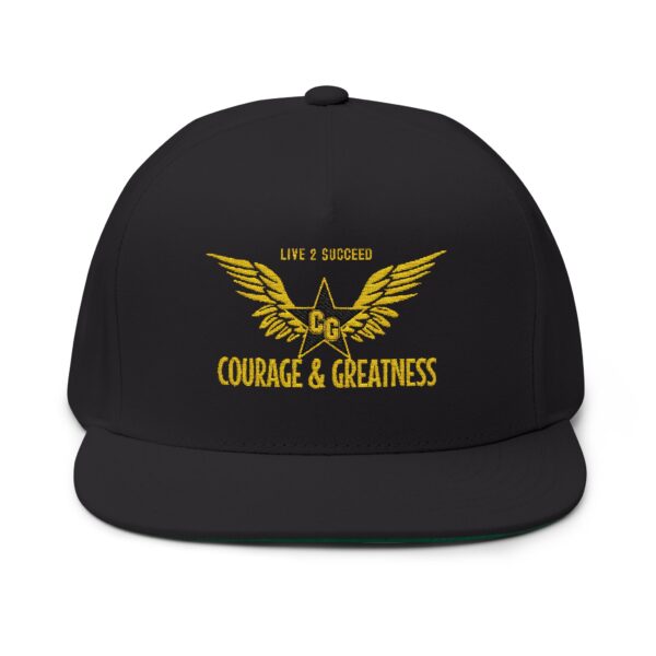 Courage and Greatness (Black, Gold)  Unisex Flat Bill Hat